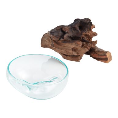 Natural Driftwood And Blown Glass Bowl Decor Natural Driftwood And Blown Glass Bowl Decor