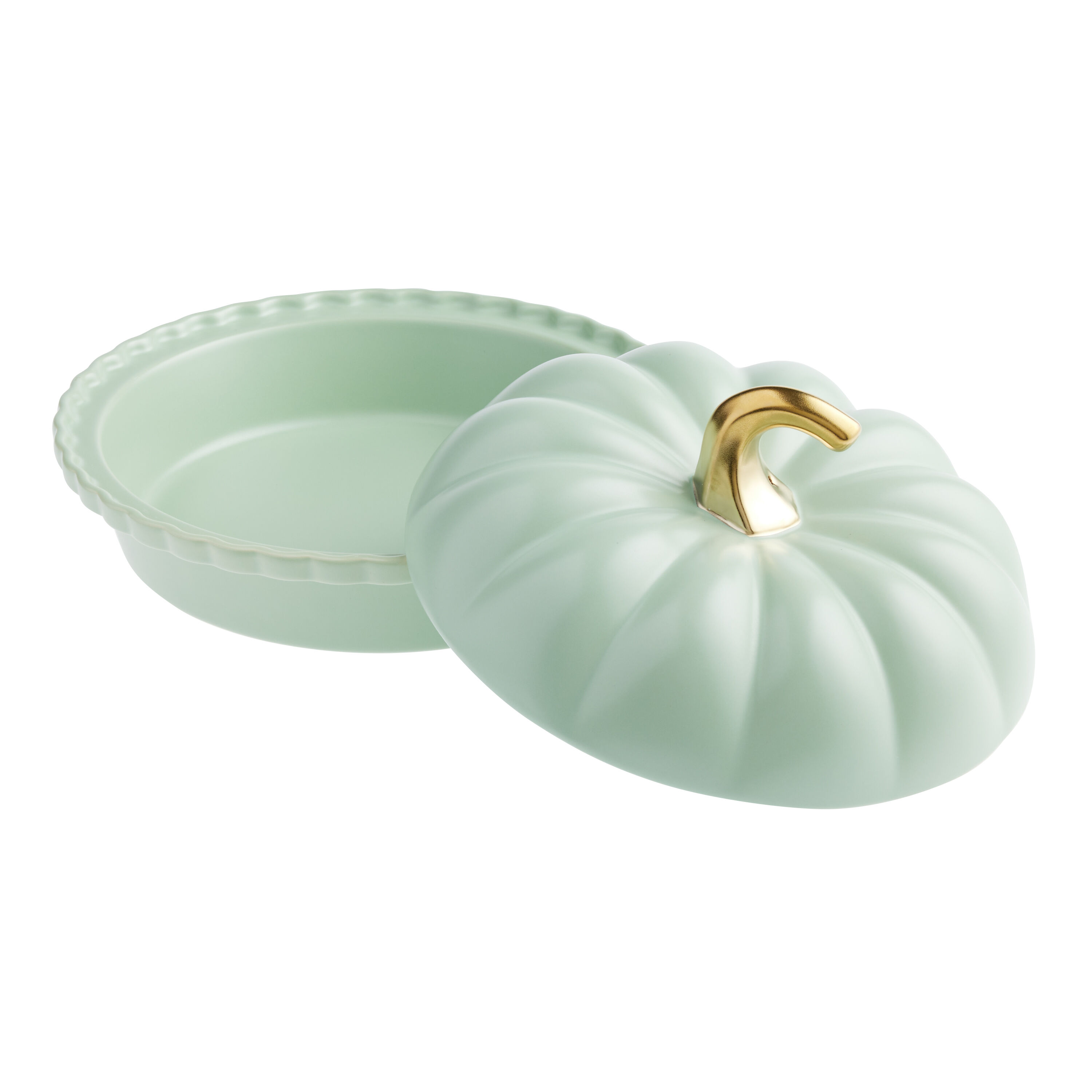 Ceramic pie dish with lid outlet