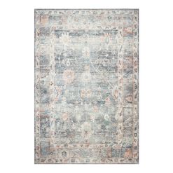 Zoe Gray Floral Distressed Persian Style Area Rug