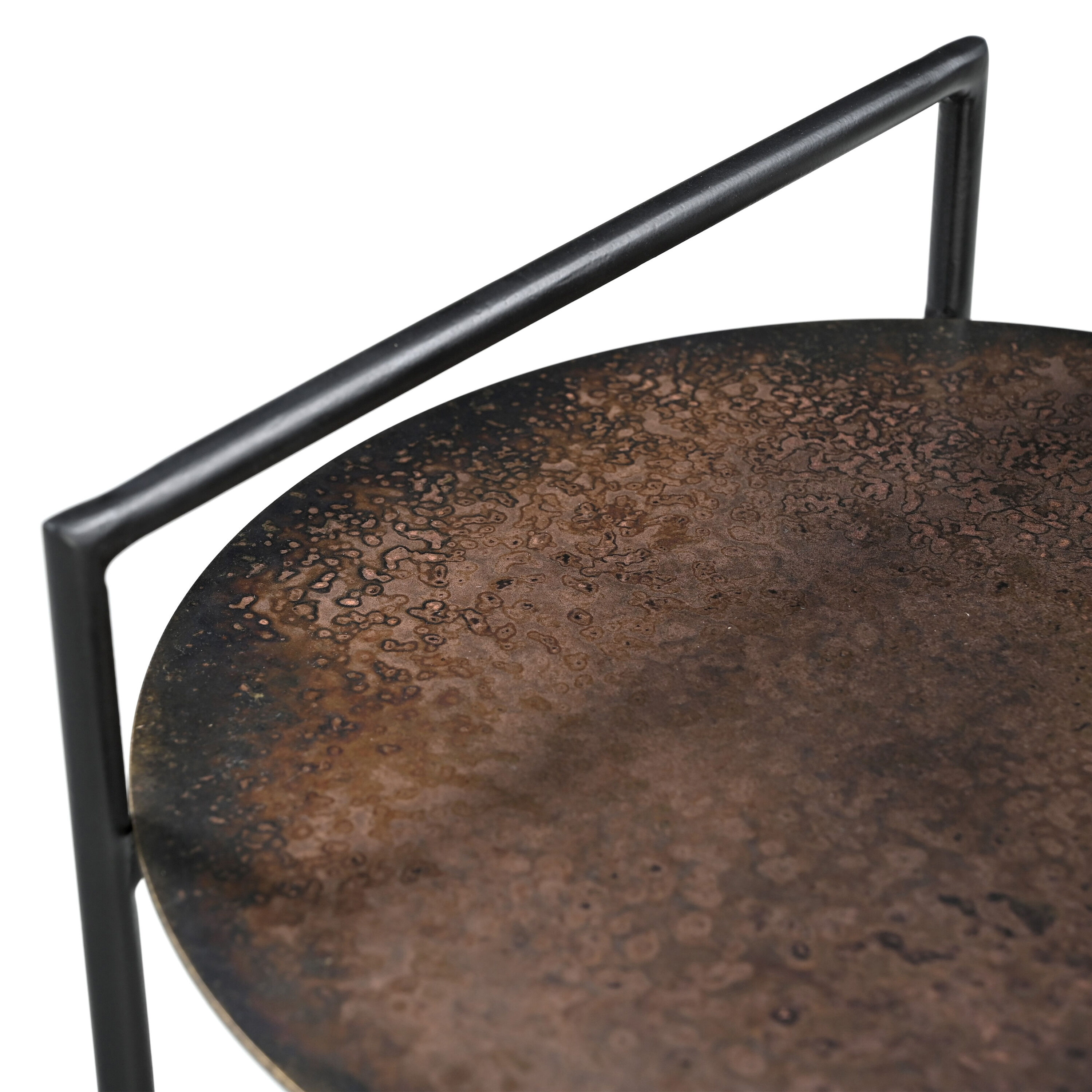 Calpurnia Hand Forged Iron Side Table with Shelf and Handle image number 4