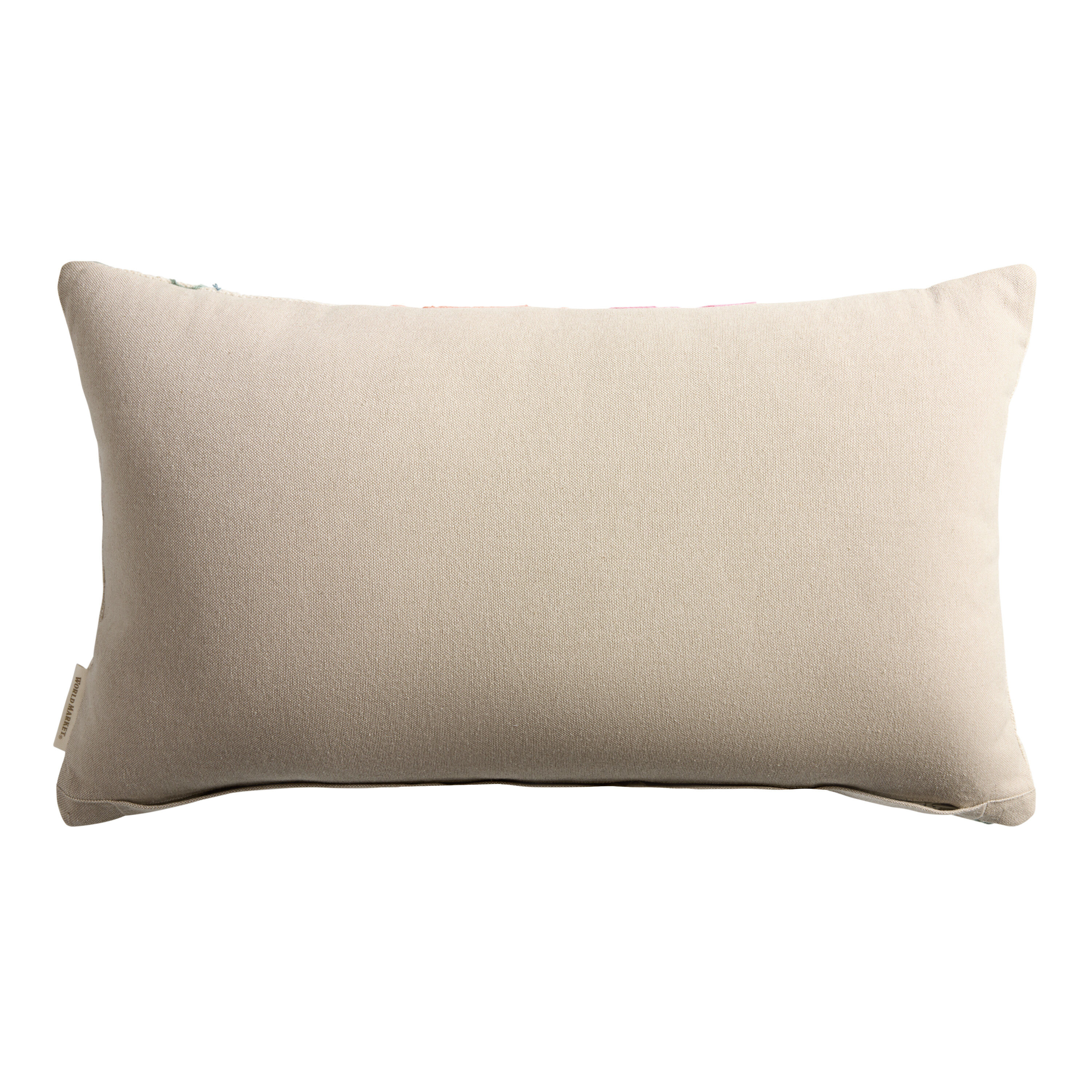 Multicolor Scrolling Flowers Embroidered Lumbar Pillow