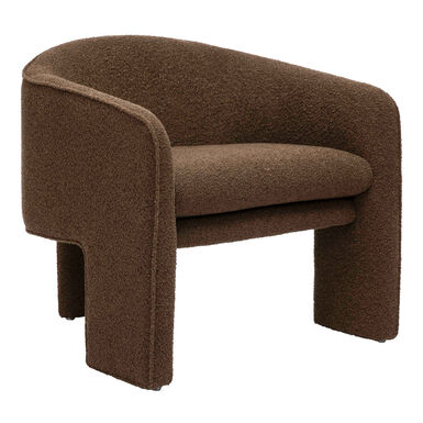 Alturus Chocolate Brown Boucle Curved Tri Leg Upholstered Chair Alturus Chocolate Brown Boucle Curved Tri Leg Upholstered Chair