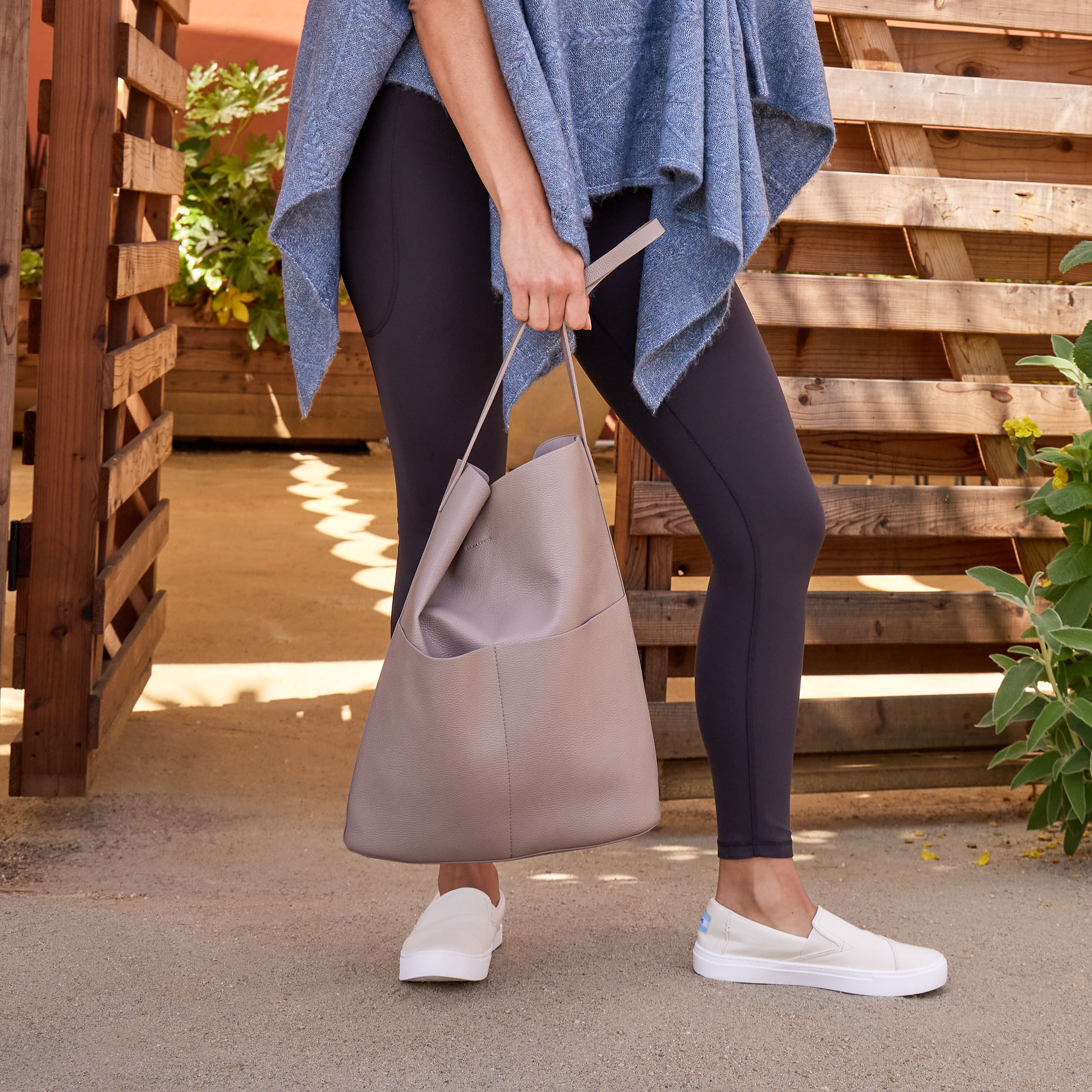 Light grey faux deals leather boxy tote bag