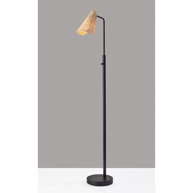 Arnico Black Metal and Natural Rattan Floor Lamp Arnico Black Metal and Natural Rattan Floor Lamp