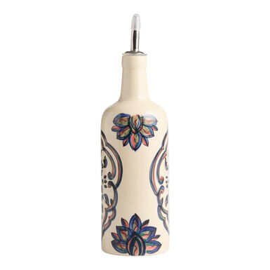 Multicolor Ceramic Floral Hand Painted Oil Bottle with Spout Multicolor Ceramic Floral Hand Painted Oil Bottle with Spout