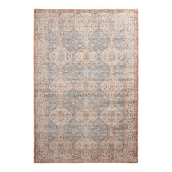 Maleena Blue Traditional Style Cotton and Viscose Area Rug