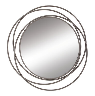 Round Gray Metal Abstract Geometric Wall Mirror Round Gray Metal Abstract Geometric Wall Mirror