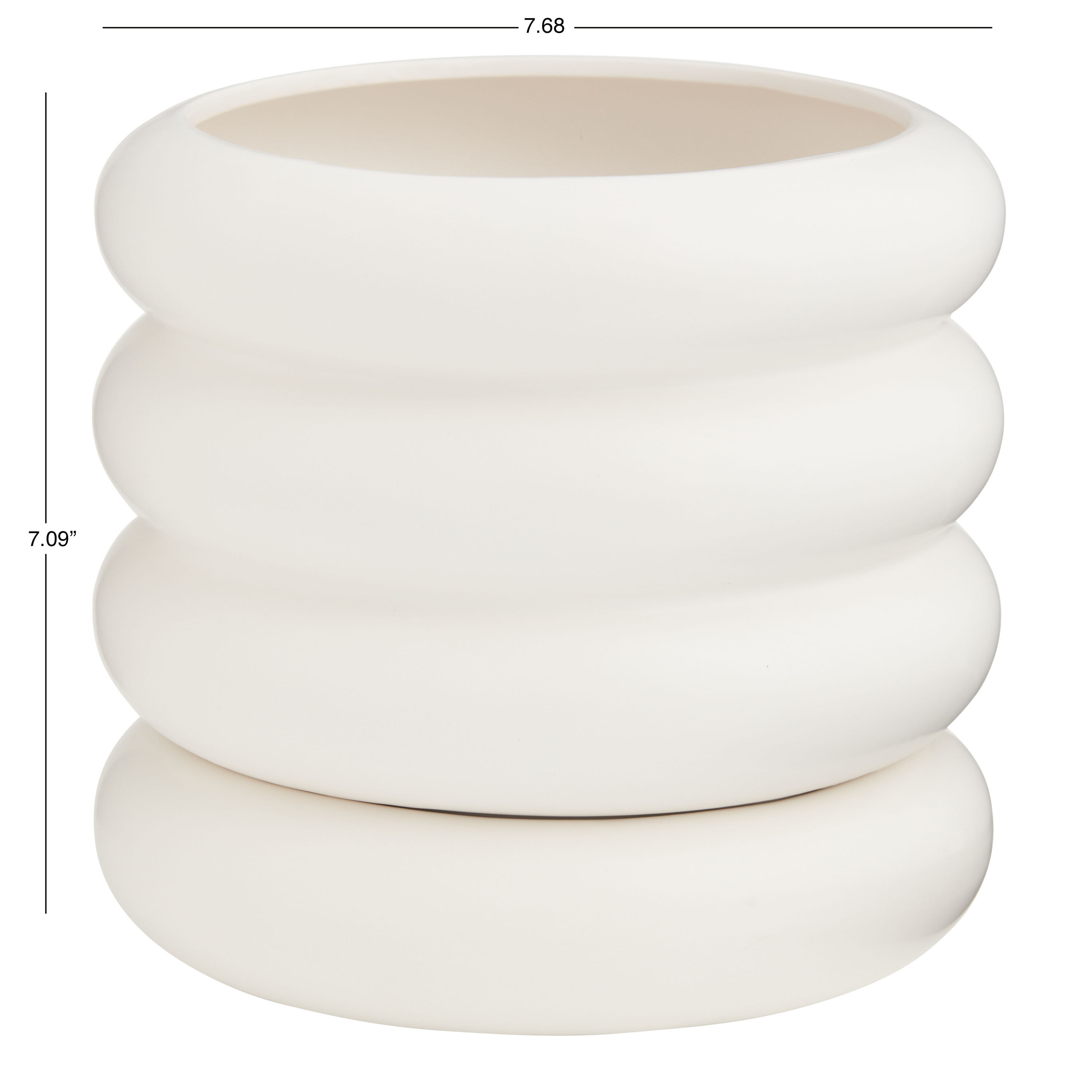 Matte White Stacked Ring Planter With Tray image number 3