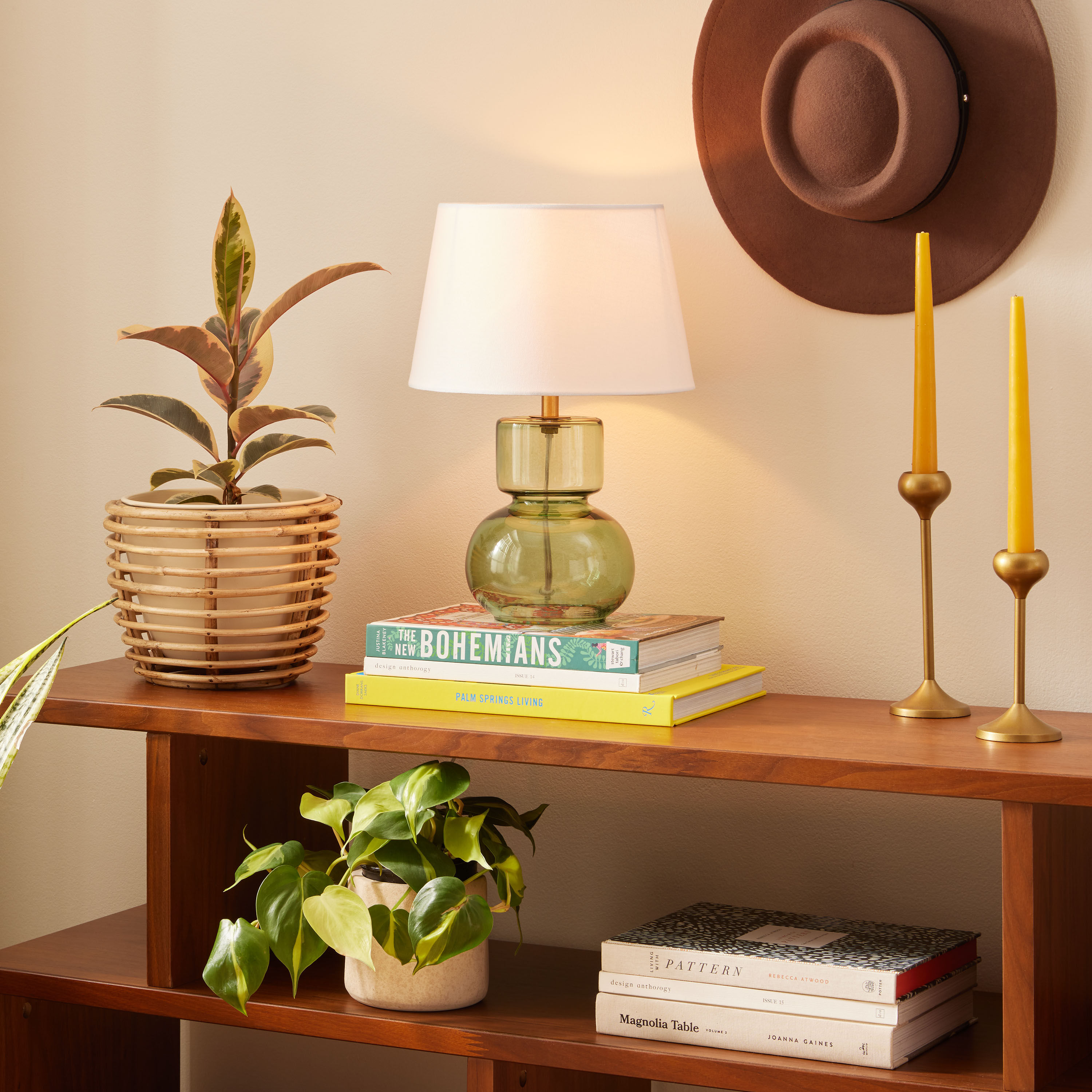 World market outlet green lamp