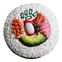 Round Embroidered Maki Sushi Shaped Throw Pillow
