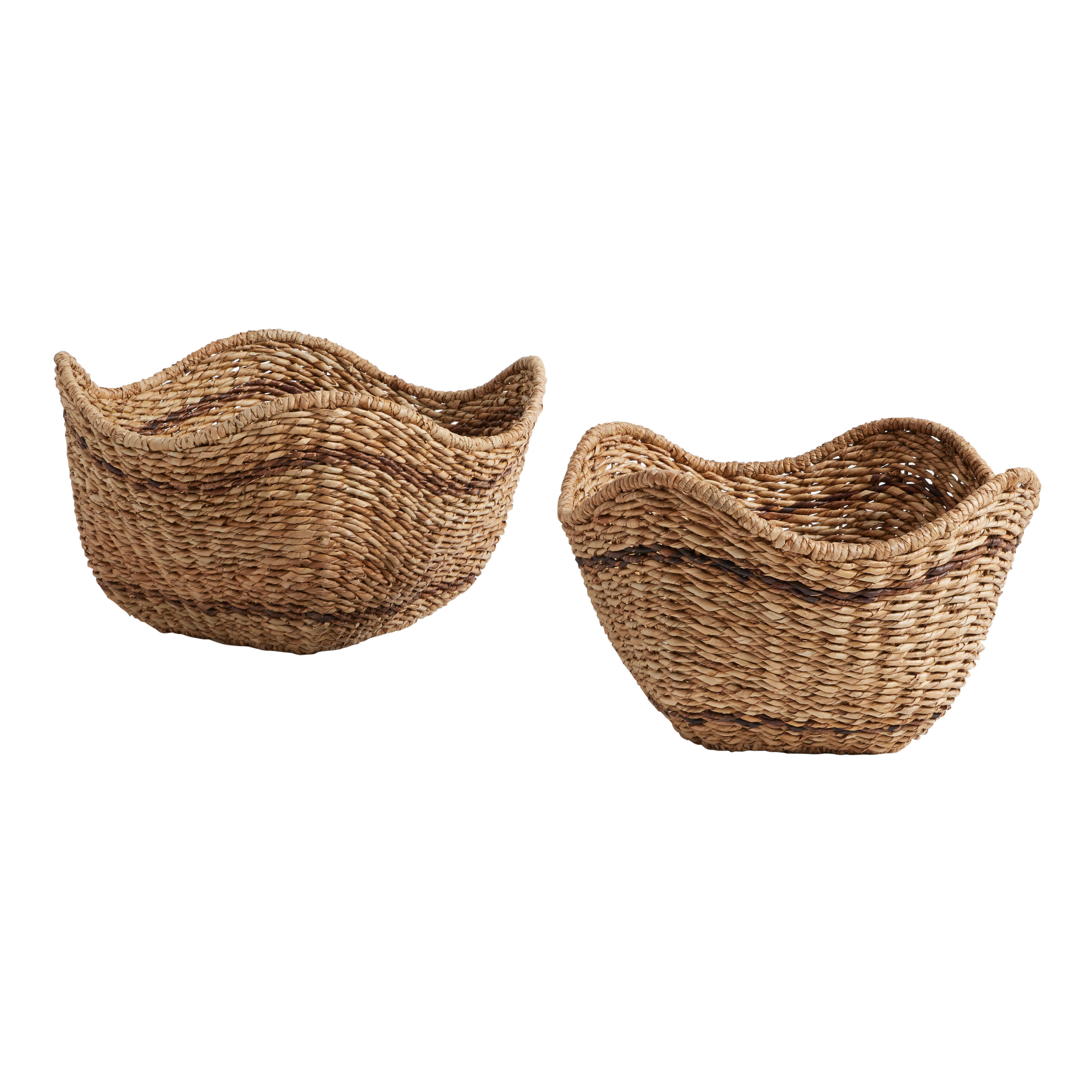 Dana Water Hyacinth and Rattan Wicker Wavy Basket World Market