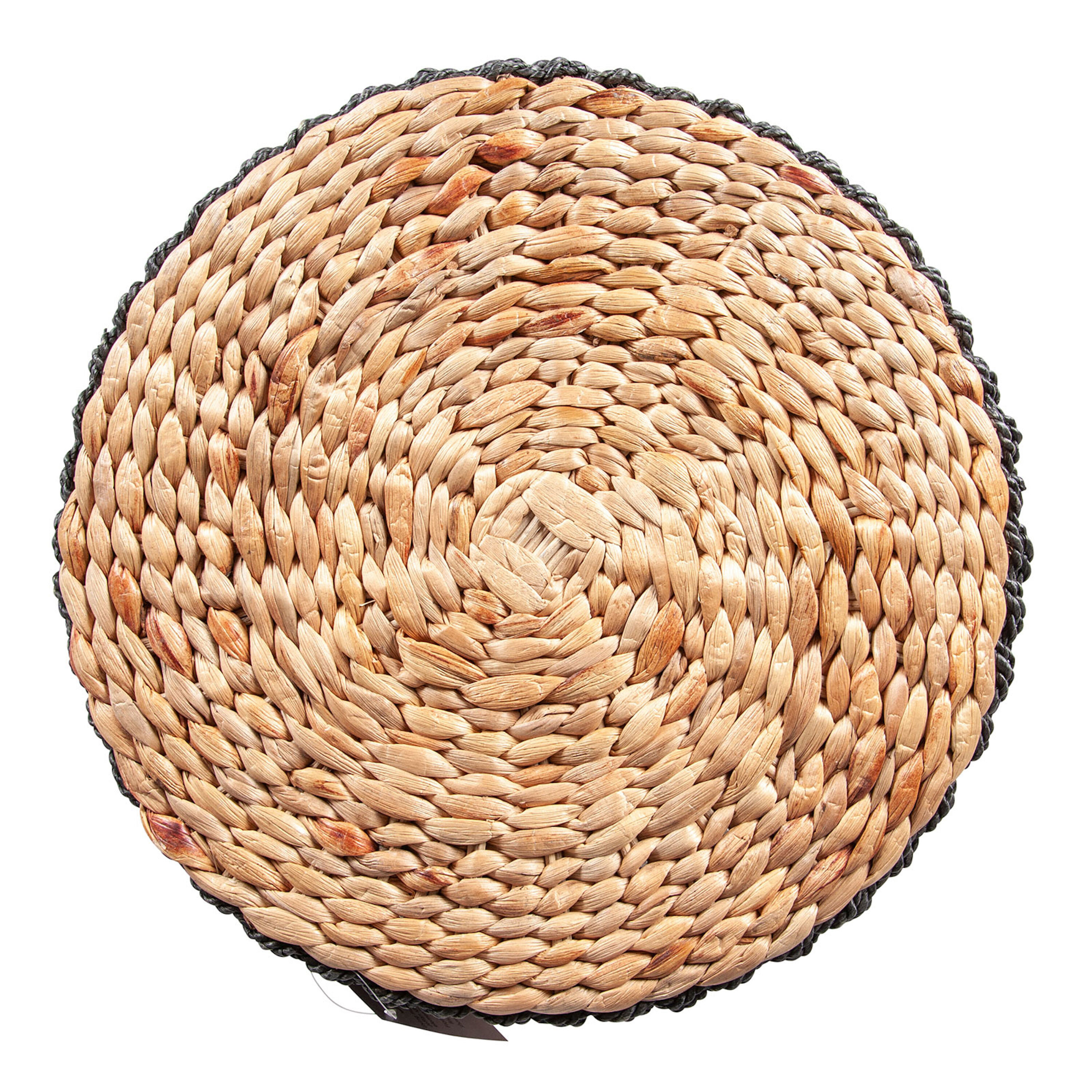 Nevill Round Black and Natural Seagrass Striped Drum Stool image number 2