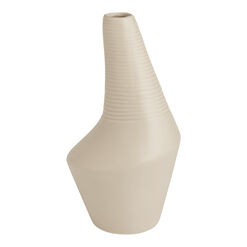 Tan Ceramic Abstract Tilt Vase