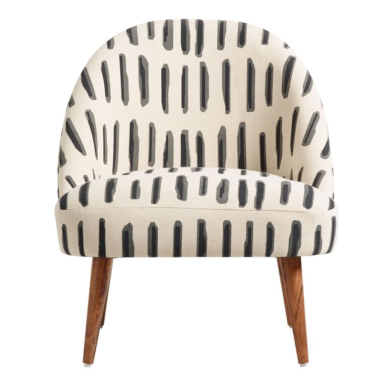 Noemi Charcoal Gray And Ivory Dash Print Chair image number 3