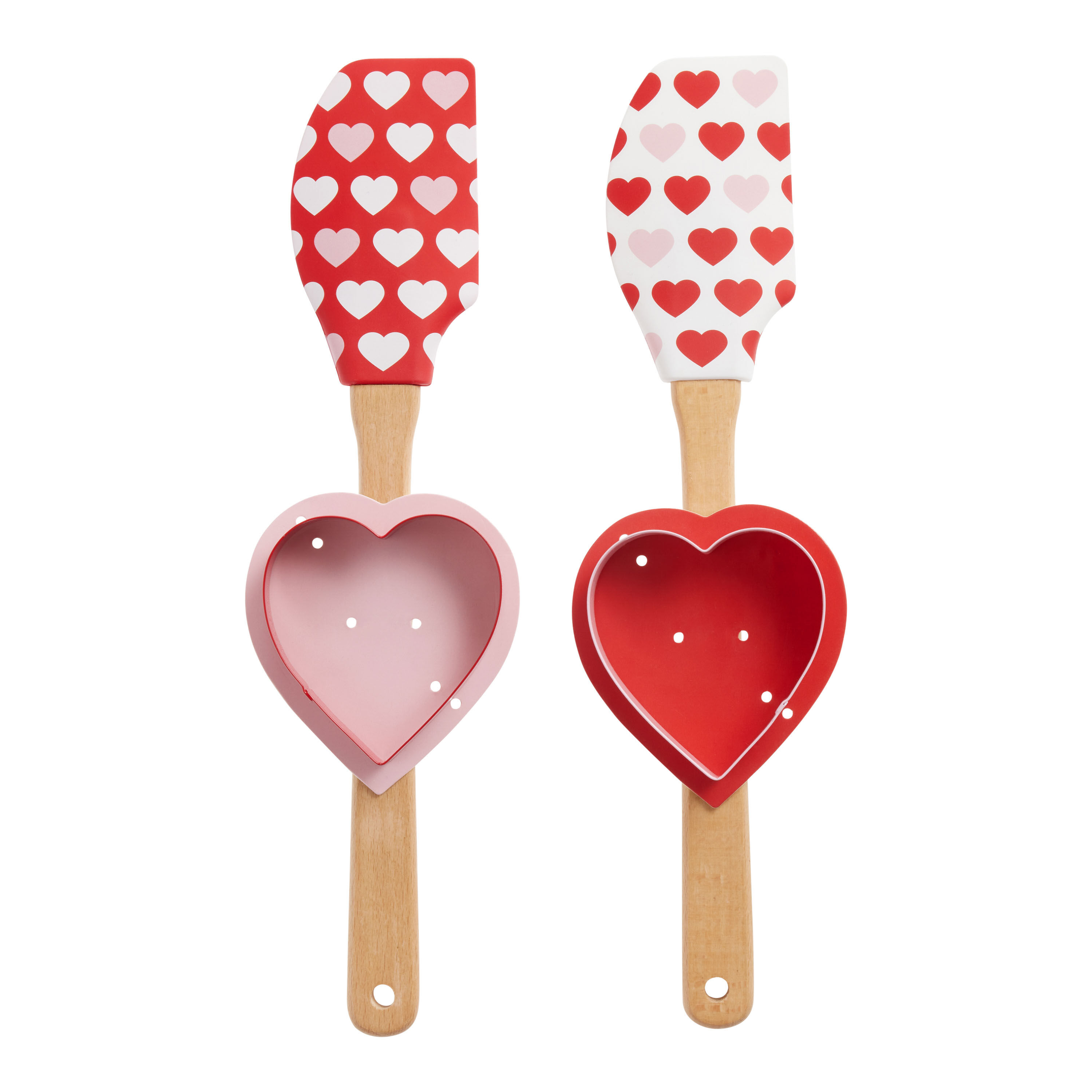 2 Piece Red and White Heart Spatula and Cookie Cutter Set of 2 image number 0