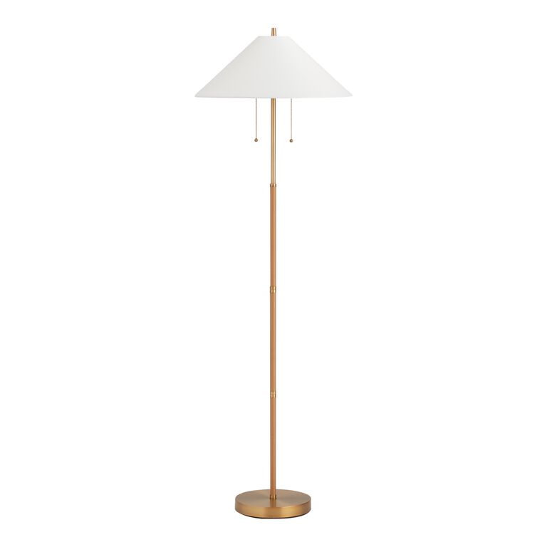 Brass and Faux Rattan Empire 2 Light Floor Lamp - World Market