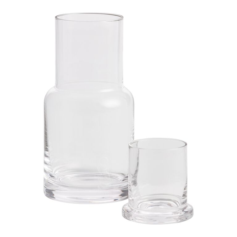 Clear Glass Bedside Carafe and Cup Set by World Market