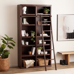 Augustus Roasted Cocoa Wood Bookshelf Ladder