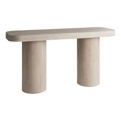 Cohen Graywash Wood Pillar Leg Console Table
