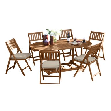 Lira Oval Eucalyptus 7 Piece Folding Outdoor Dining Set Lira Oval Eucalyptus 7 Piece Folding Outdoor Dining Set