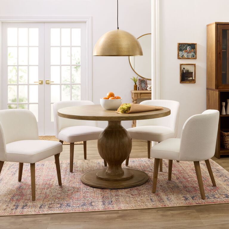 Blanca Round Whitewash Wood Dining Table image number 2
