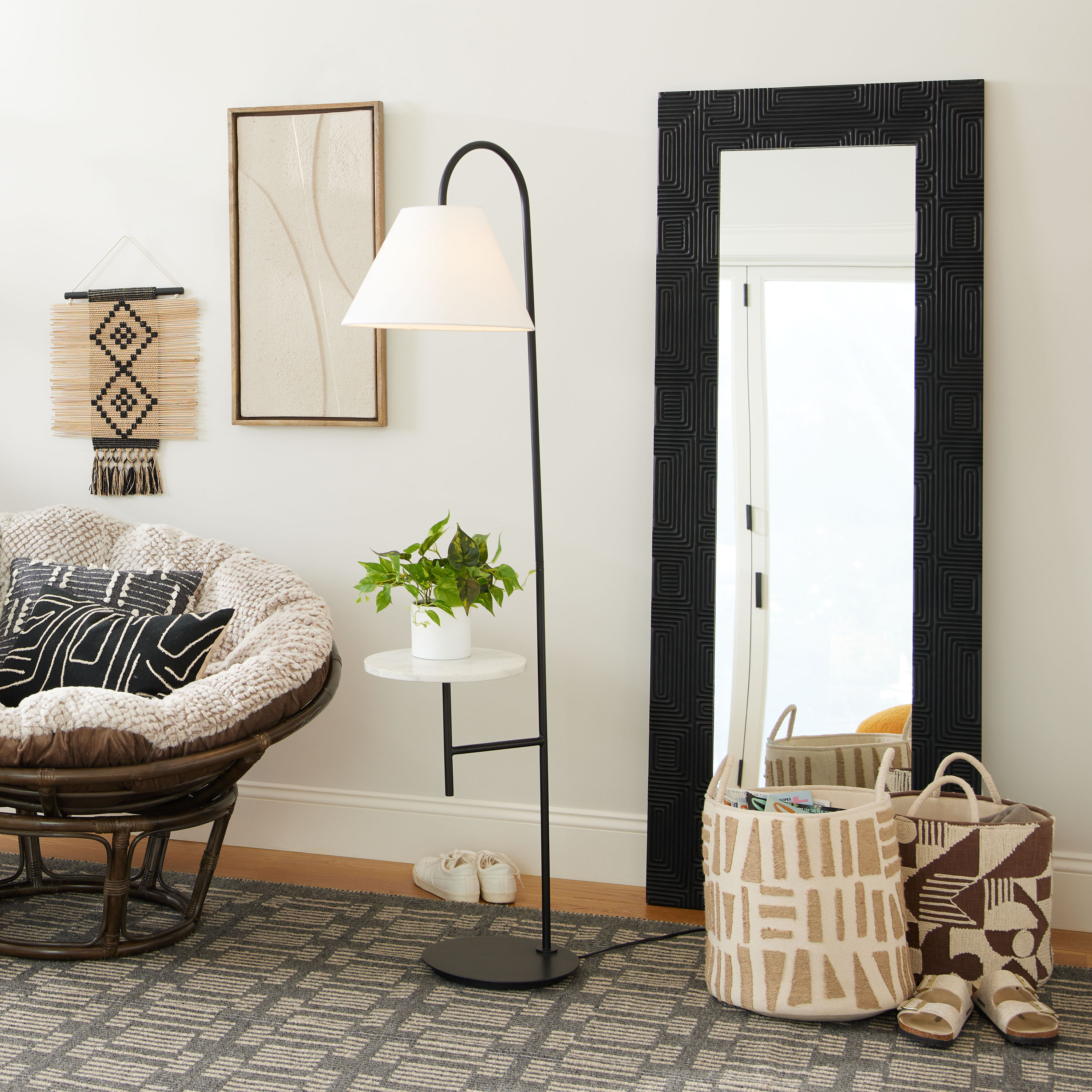Black shop floor mirrors
