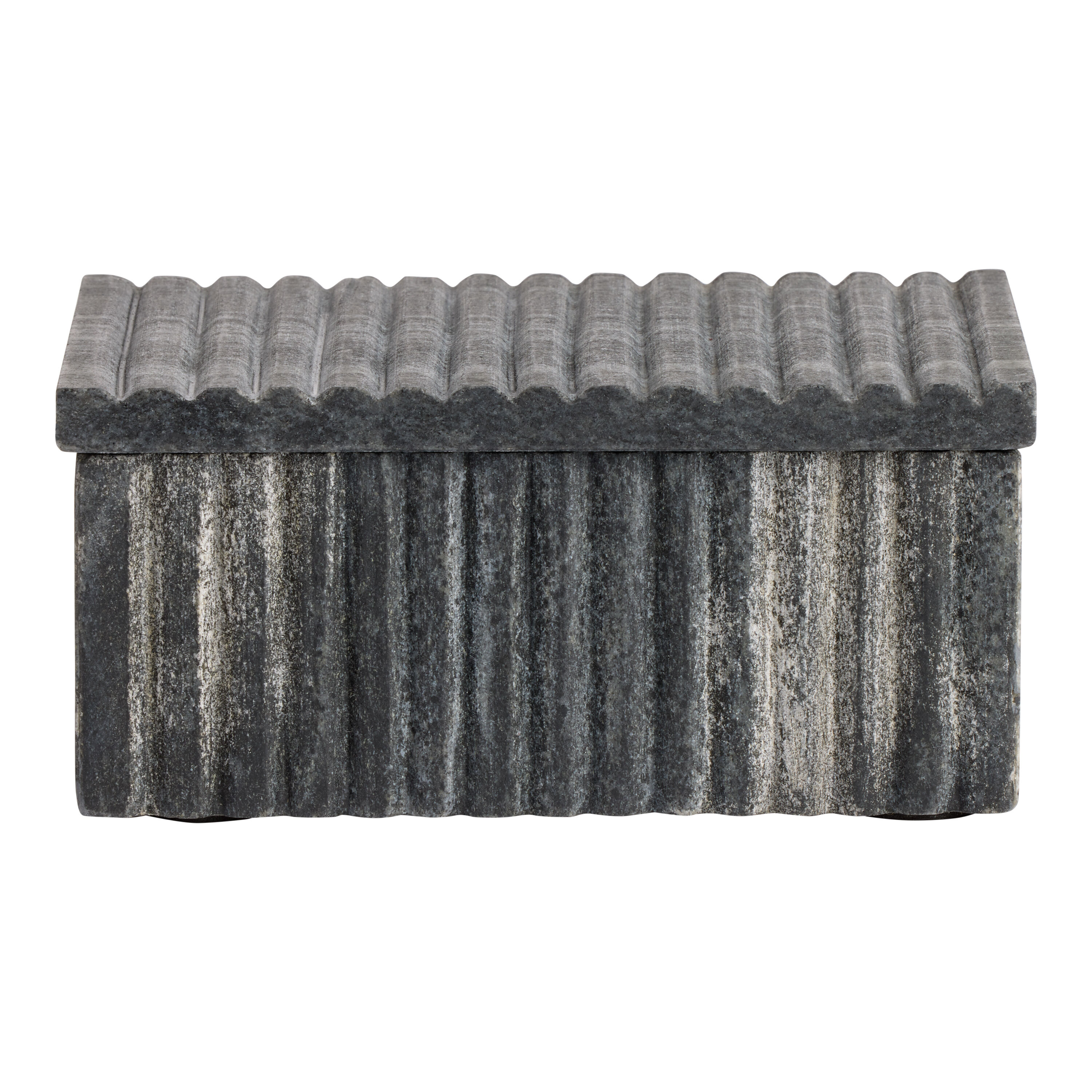 Black Marble Ribbed Trinket Box image number 0