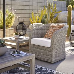 Magdalena Graywash All Weather Wicker Outdoor Swivel Chair