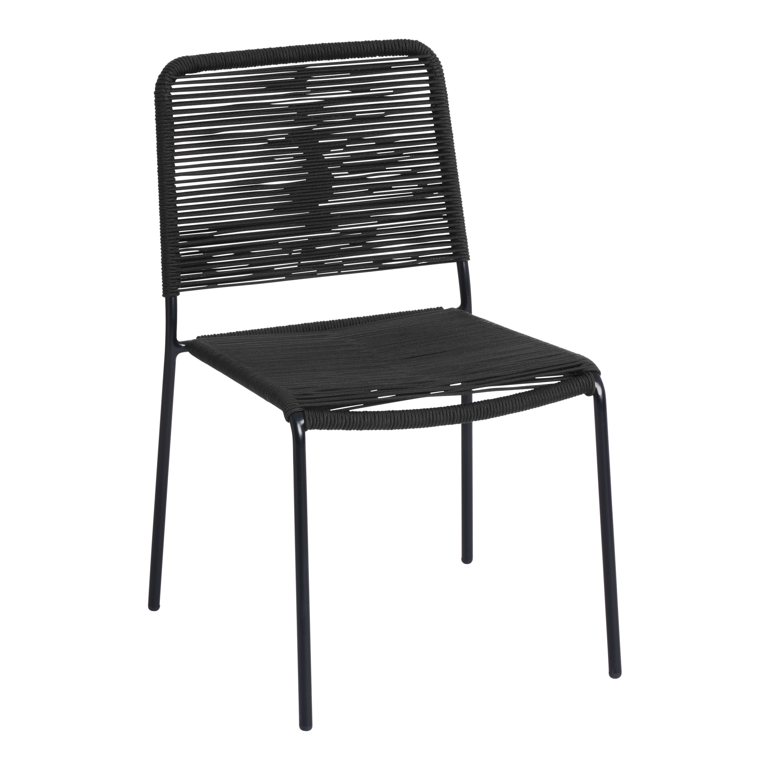 Lanah Nautical Rope and Metal Outdoor Stacking Chair Set of 2 image number 0