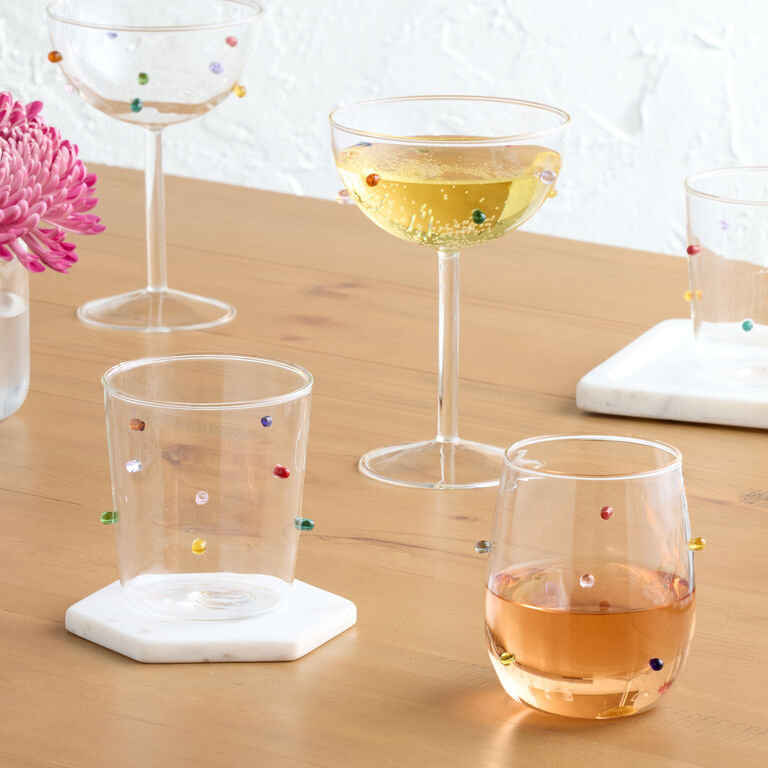 Multicolor Bubble Dot Stemless Wine Glass image number 2