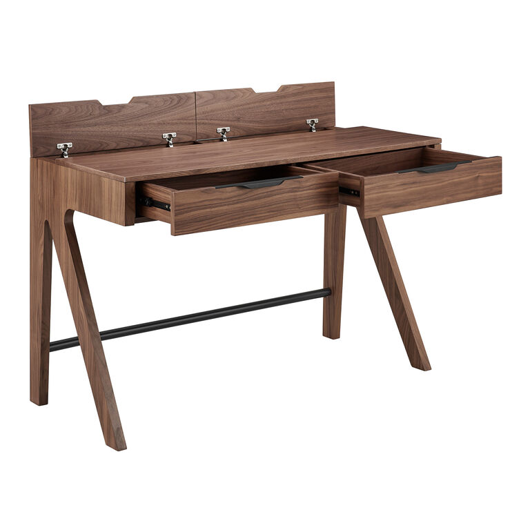 Baker Walnut Brown Wood Desk with Drawers image number 4