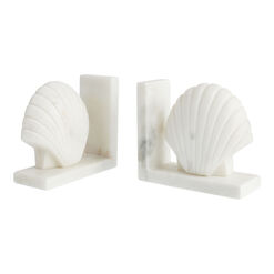 White Marble Shell Bookends