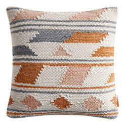 Ivory And Coral Chindi Cotton Throw Pillow
