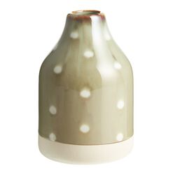 Olive Green Reactive Glaze Ceramic Dotted Bud Vase