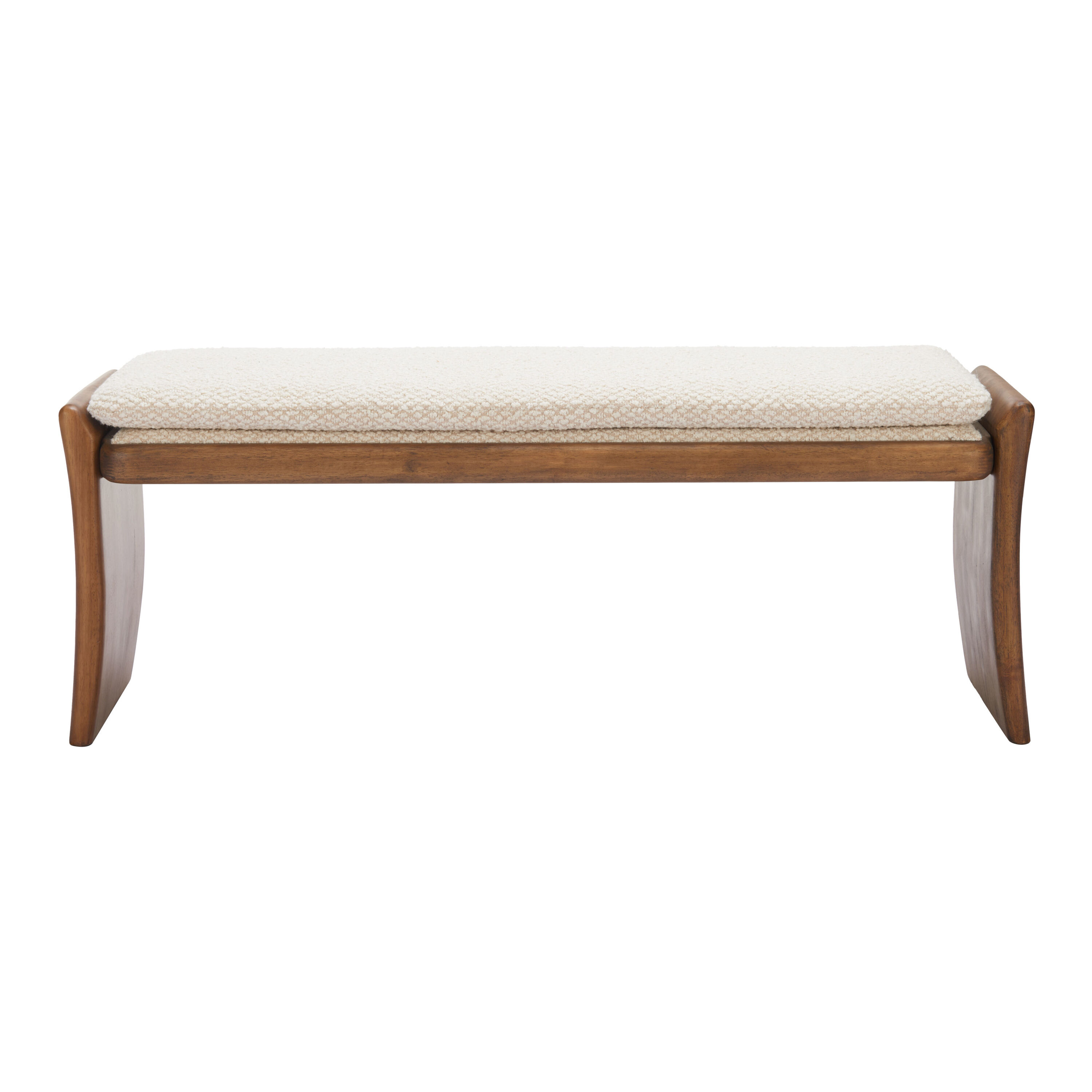 Zaire Natural Wood Curved Leg Upholstered Bench image number 1