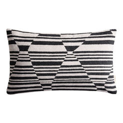 Black And Oatmeal Abstract Indoor Outdoor Lumbar Pillow