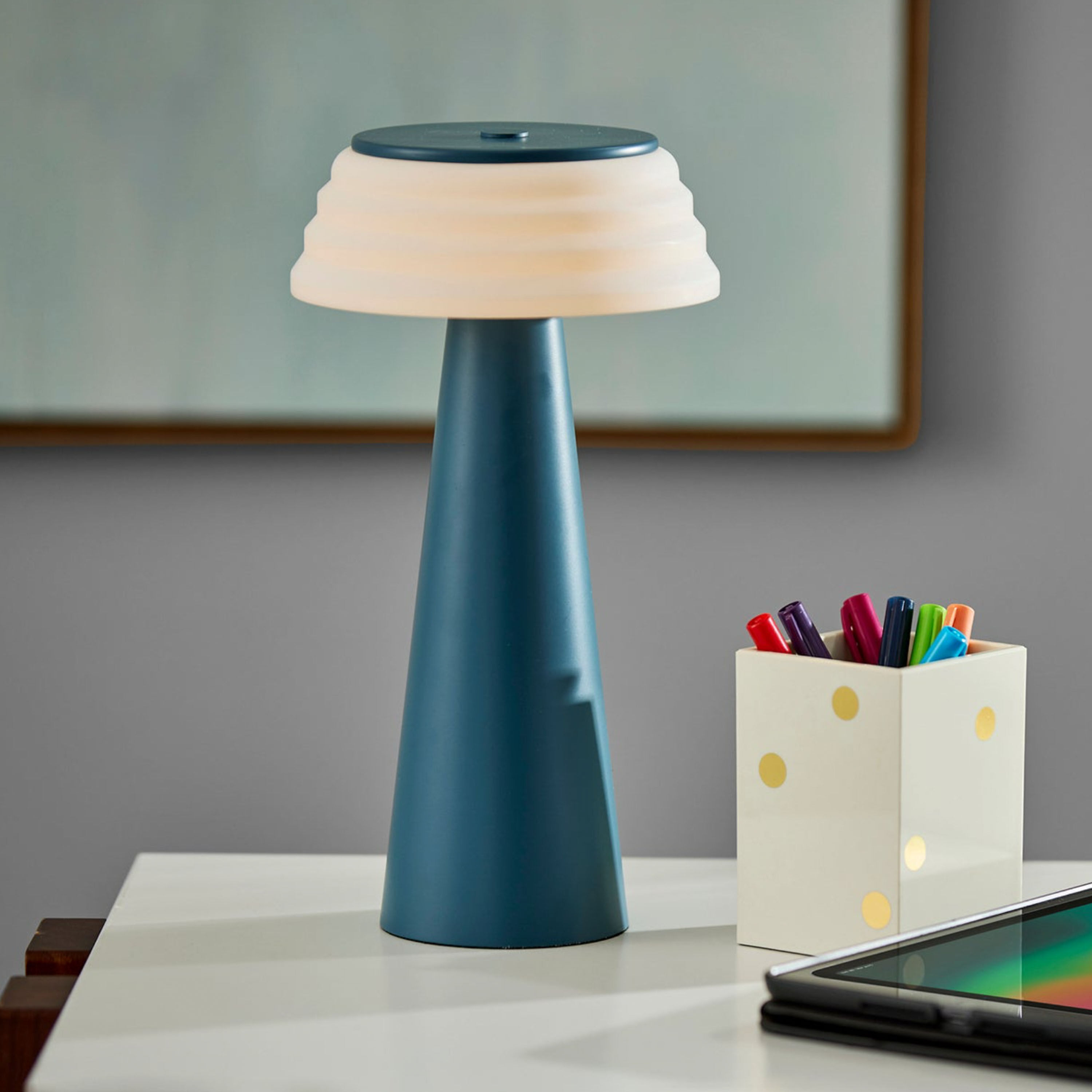 Brewer Modern Wavy Rechargeable LED Table Lamp image number 1