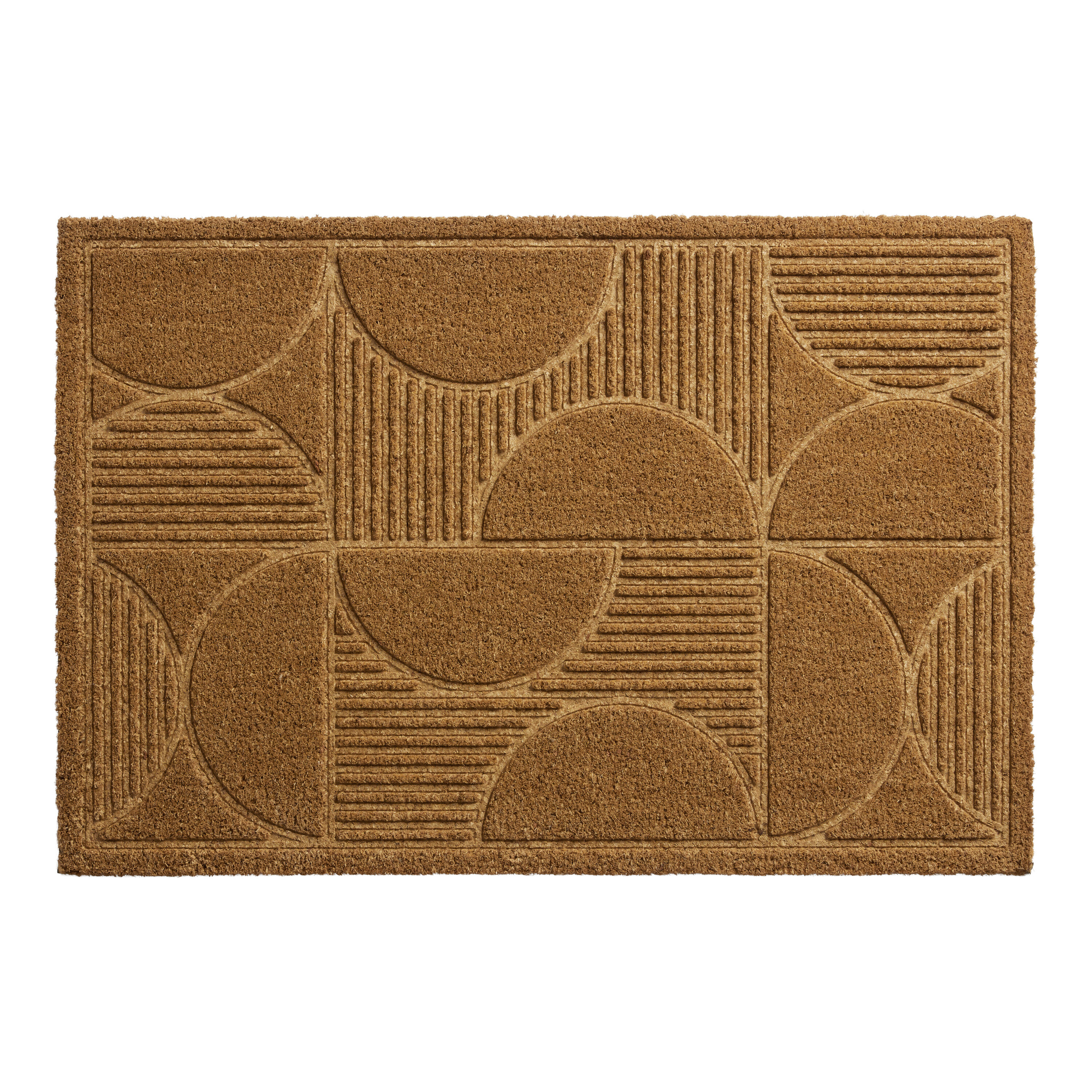 Natural Modern Geo Carved Coir Doormat