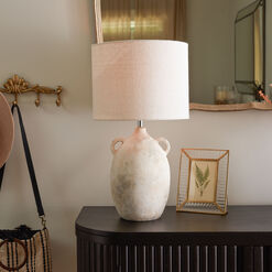 Soft White Linen Textured Drum Table Lamp Shade