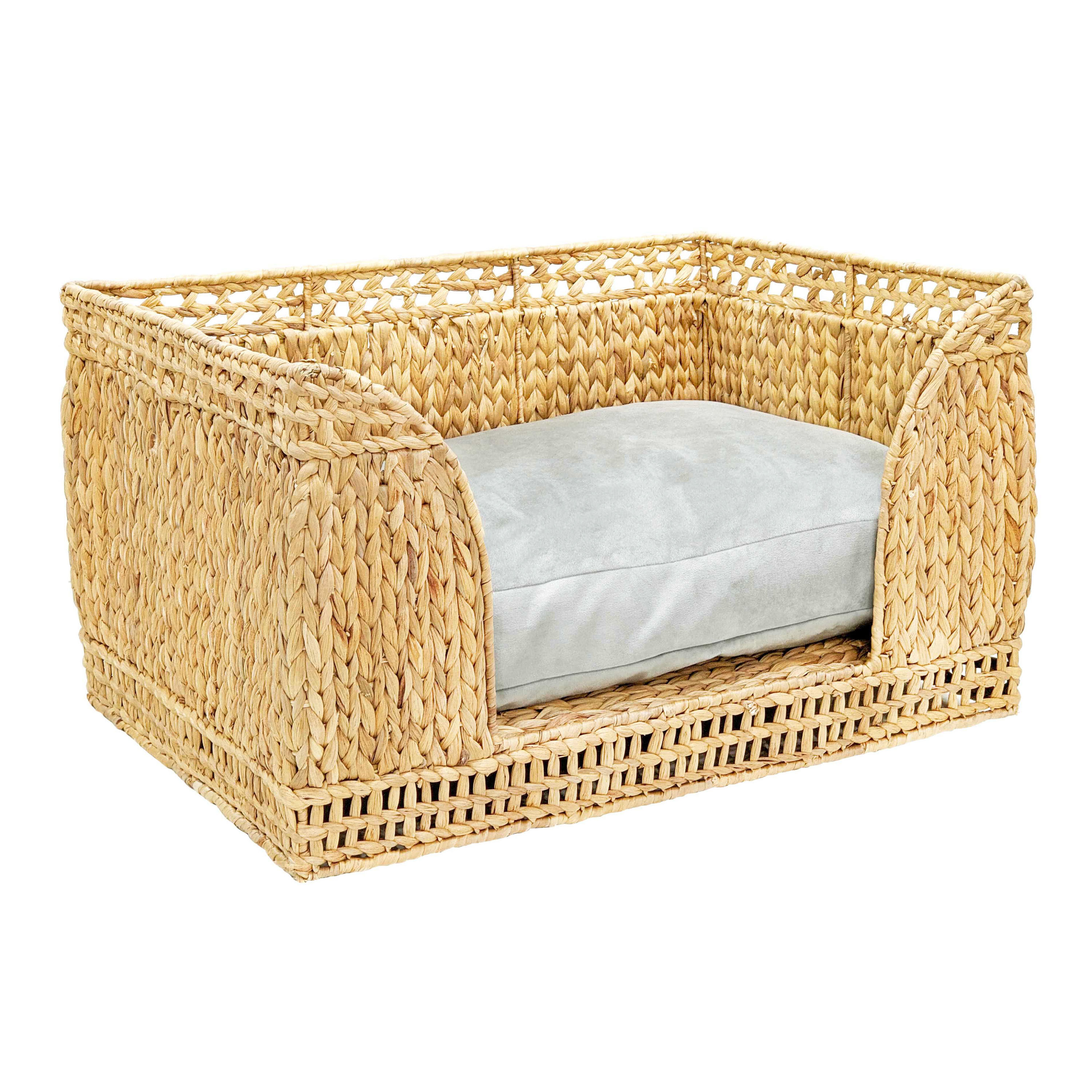 Small Natural Woven Rattan Pet Bed with Cushion World Market