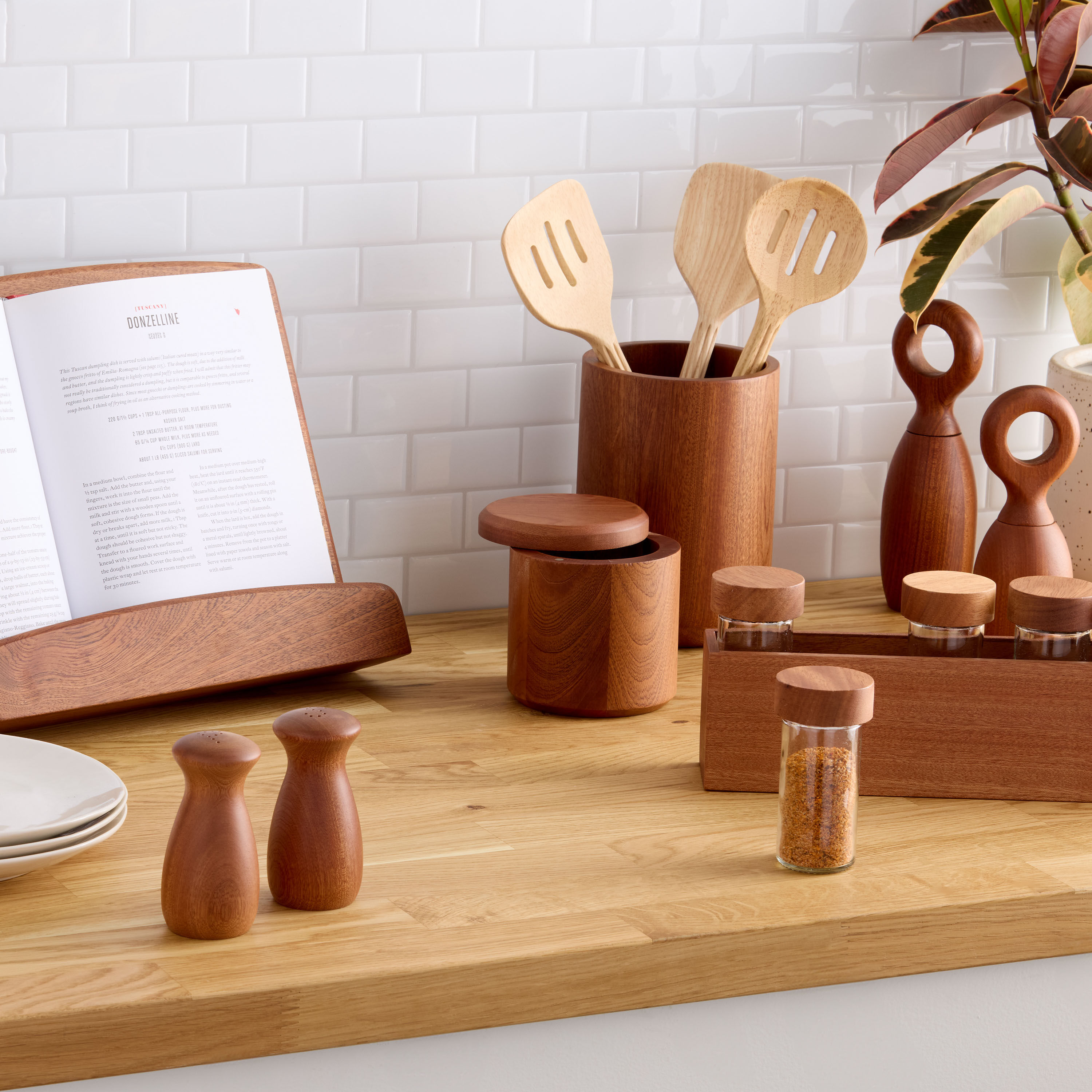 Natural Sapele Wood Salt and Pepper Shaker Set image number 1