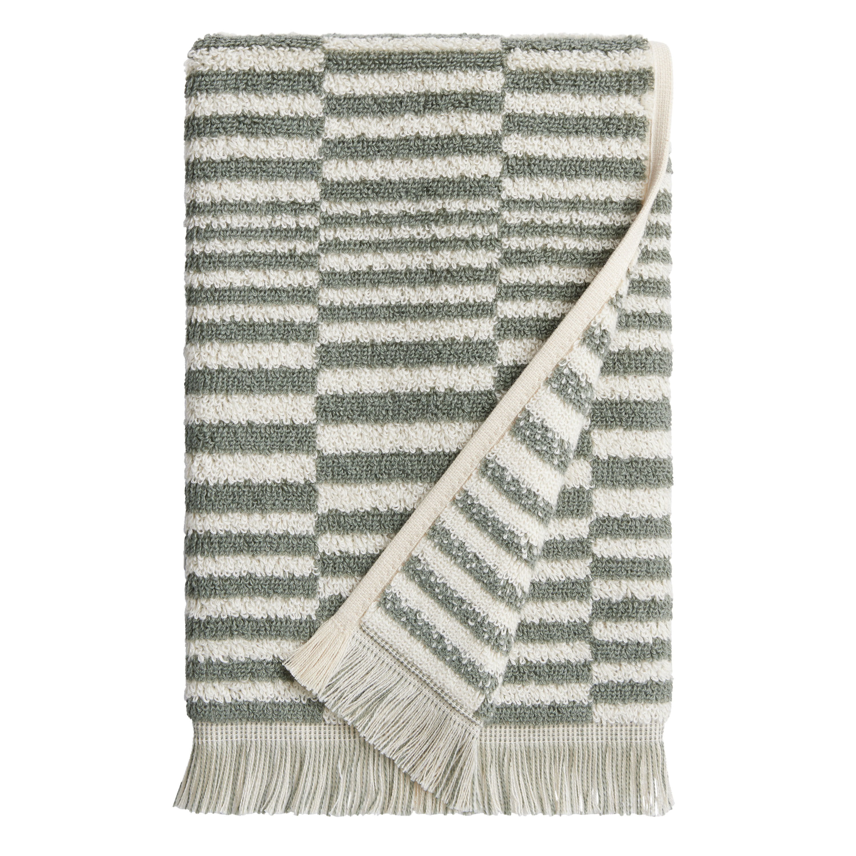Mindee Laurel Green and Ivory Check Hand Towel World Market