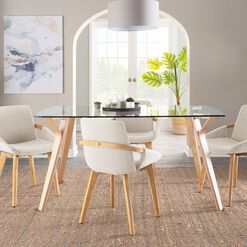 Larwil Natural Wood Curved Arm Upholstered Dining Chair