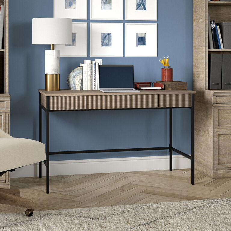 Claret Wood and Black Metal Mid Century Desk with Drawers image number 2