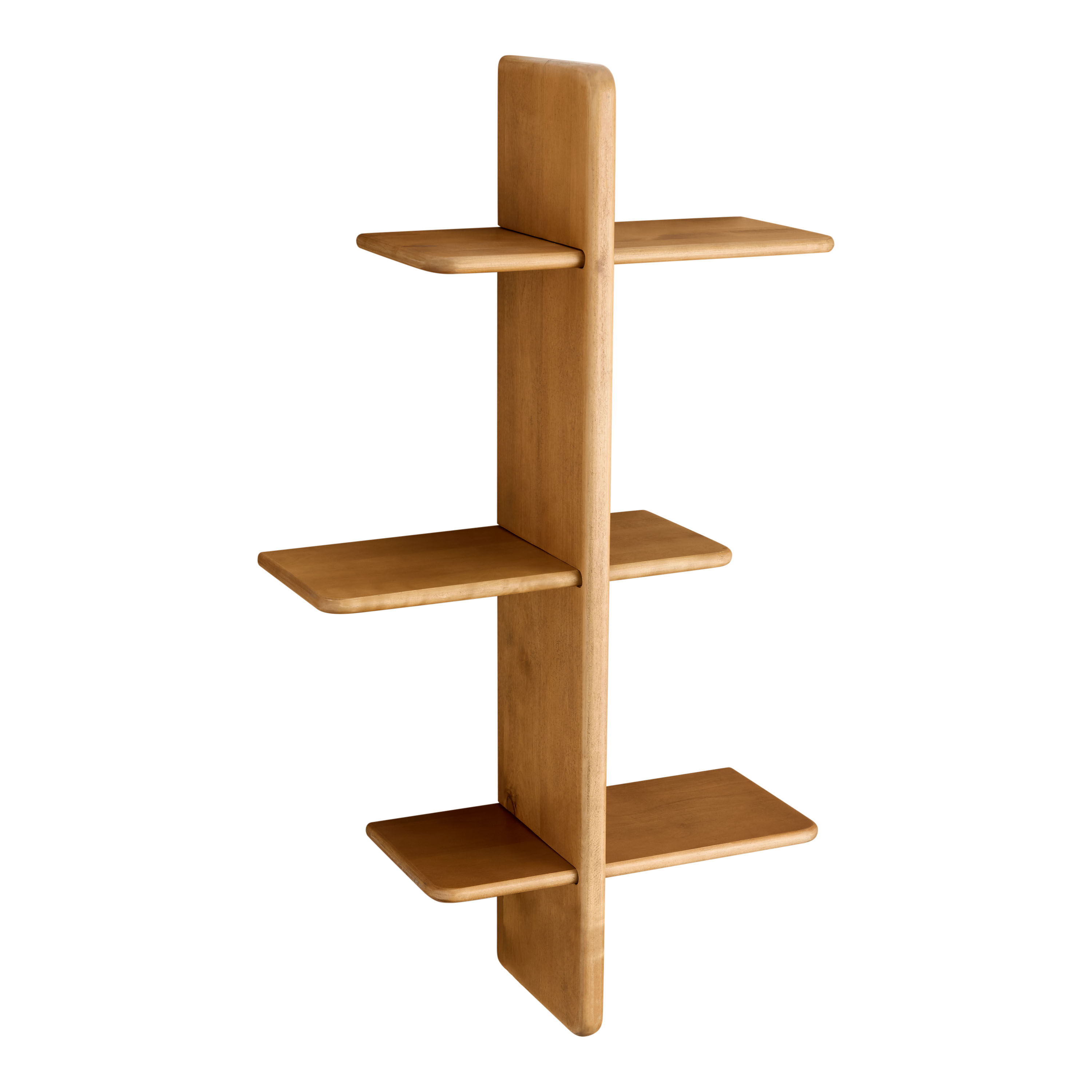 Birch Wood Mid Century 3 Tier Wall Shelf image number 0