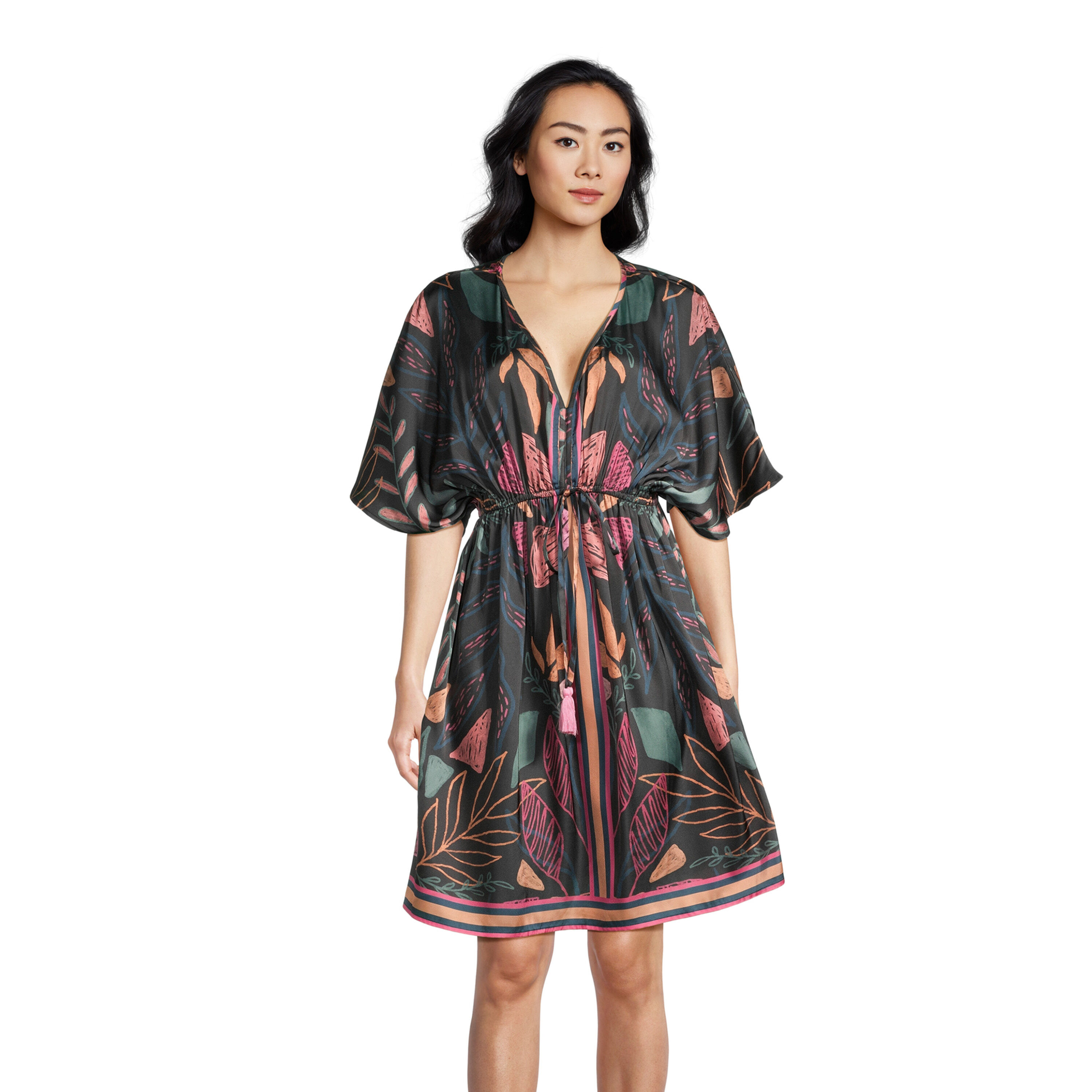 Mira Multicolor Tropical Wailea Short Kaftan Dress World Market