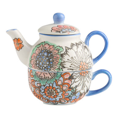 Floral Tea for One Hand Painted Infuser Teapot and Mug Set Floral Tea for One Hand Painted Infuser Teapot and Mug Set