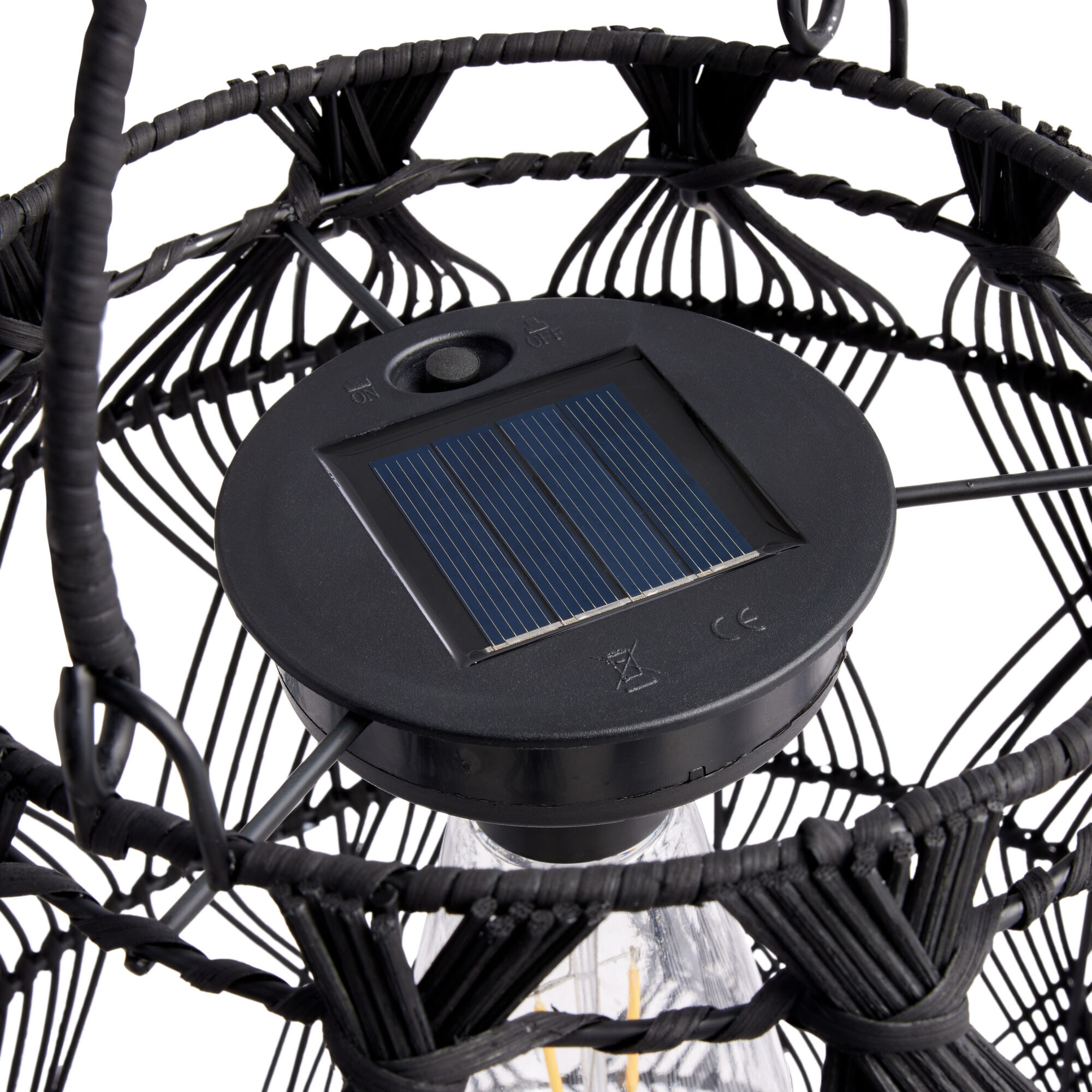 Black Rattan Cylinder Solar LED Floor Lantern - World Market