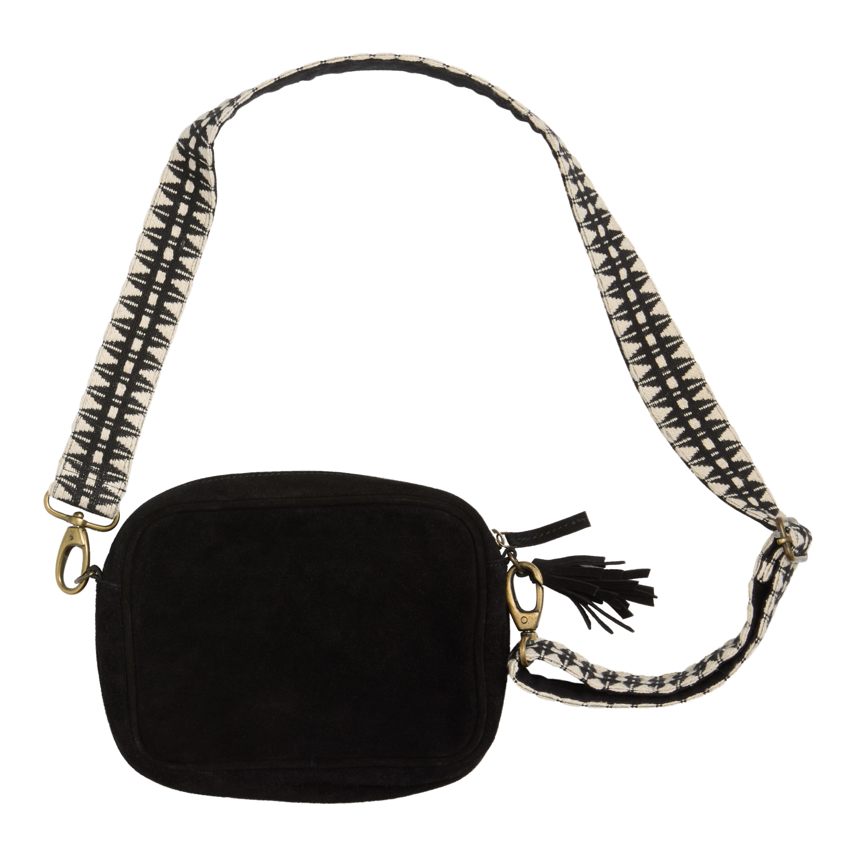 Black Suede Two Strap Crossbody Bag World Market