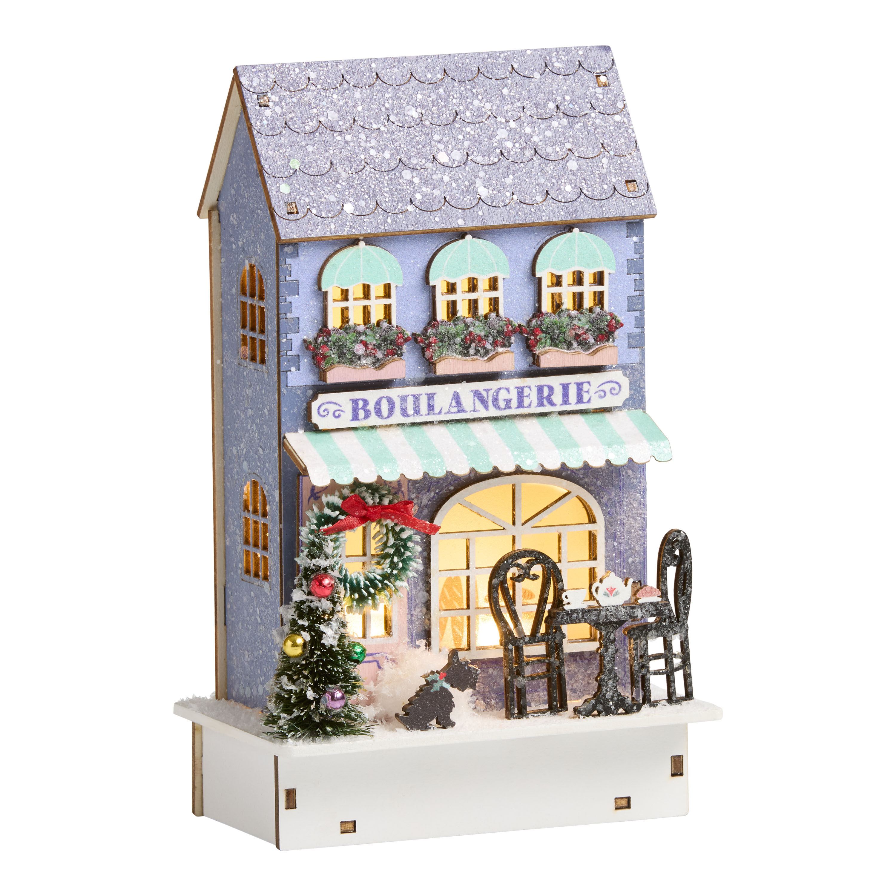 Laser Cut Wood Vintage Building LED Light Up Decor Collection image number 1